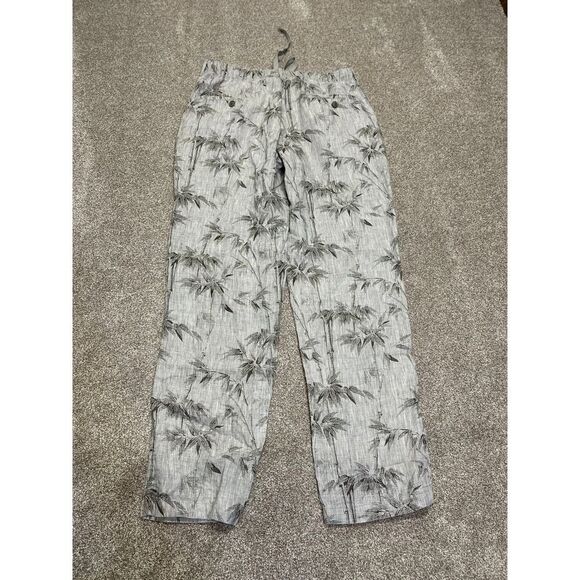 TASSO ELBA ISLAND Womens DRAWSTRING PANTS sz medium gray tropical trouser - Picture 2 of 12